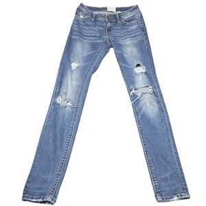 BKE Stella Skinny Jeans Womens 25R Blue Distressed Low Rise Denim Pants